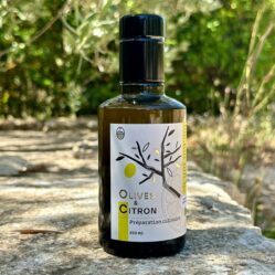 bouteille de 25cl d'huile d'olive aromatisée au citron